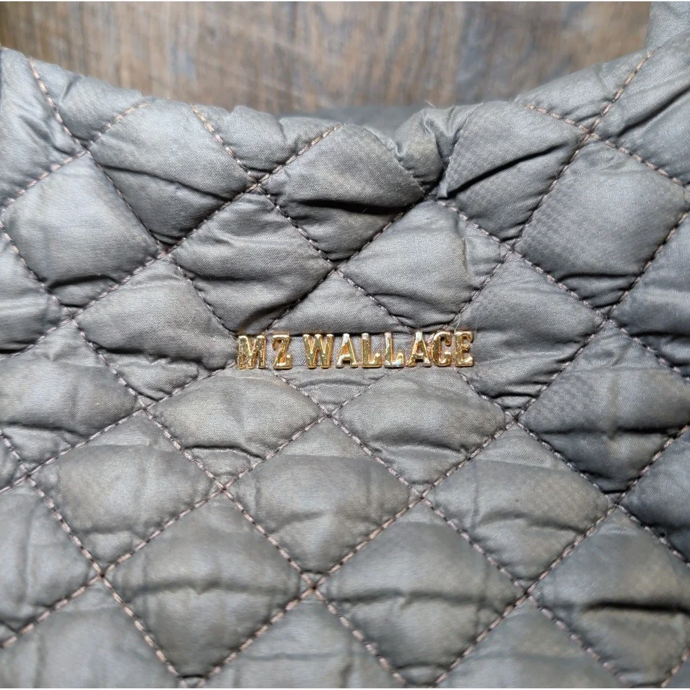 MZ Wallace Quilted Nylon Metro Tote Bag in Charcoal / Dark Grey – Gold Hardware